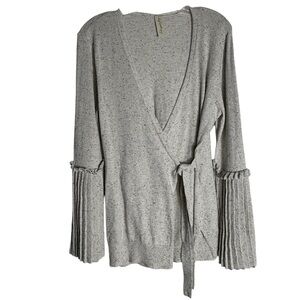 ALLISON JOY Speckled Gray Wrap Waist and Pleated Sleeve Size Small -- GORGEOUS!!